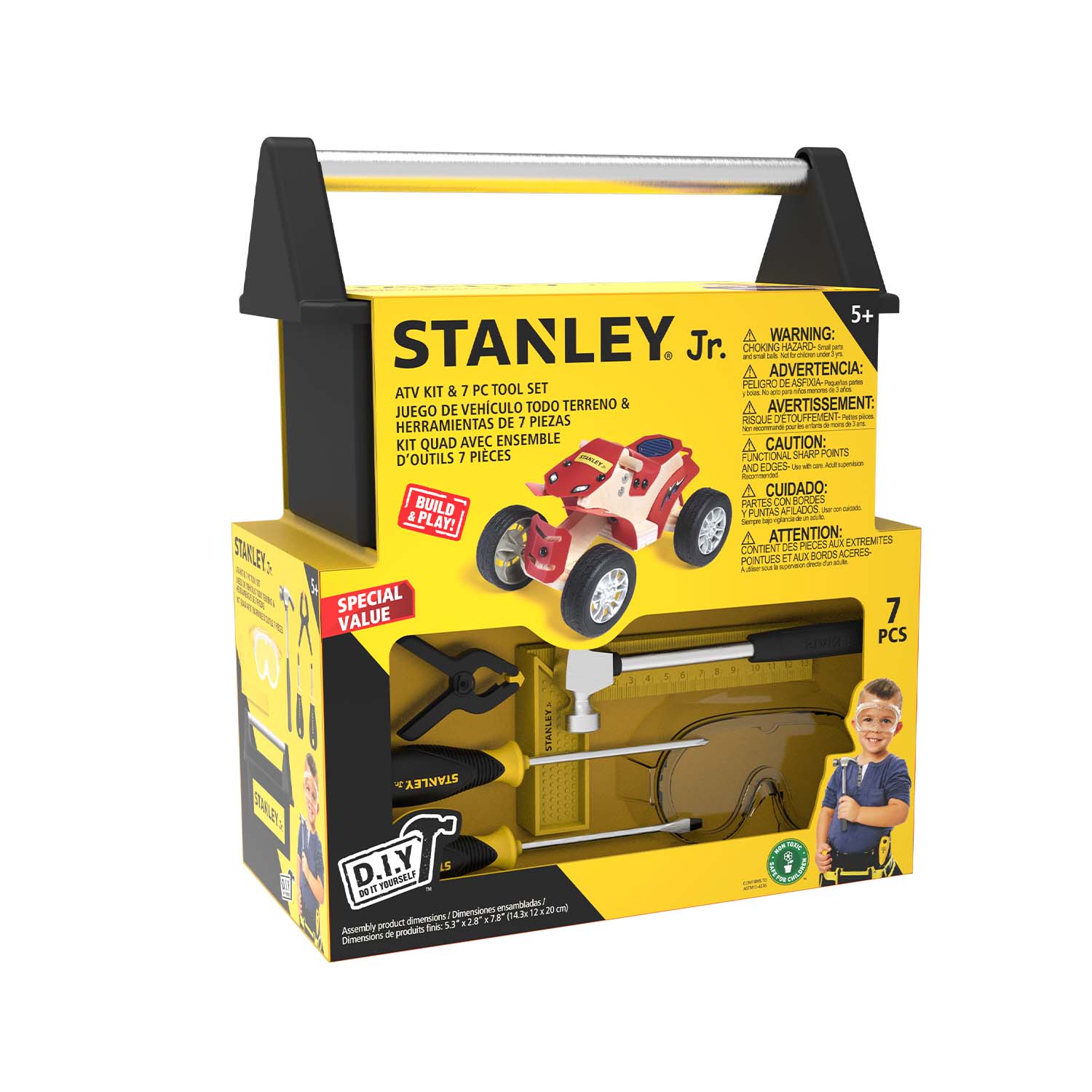 DIY Kit lifting Crane & Plastic Toolbox & 6 Piece Toolset